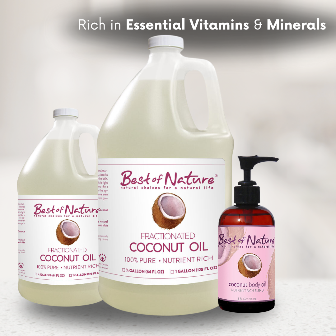 Best of Nature 100% Pure Fractionated Coconut Oil in multiple sizes – lightweight, non-greasy carrier oil for skin, hair & massage.