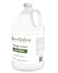 Gallon container of 'Best of Nature' deep tissue massage cream on a white background
