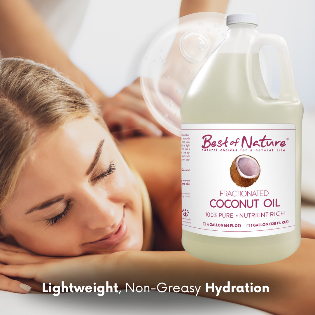 Best of Nature 100% Pure Fractionated Coconut Oil – lightweight, non-greasy moisturizer for soft, hydrated skin, hair & massage use.