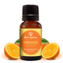 Bottle of Best of Nature Orange essential oil with oranges on a white background