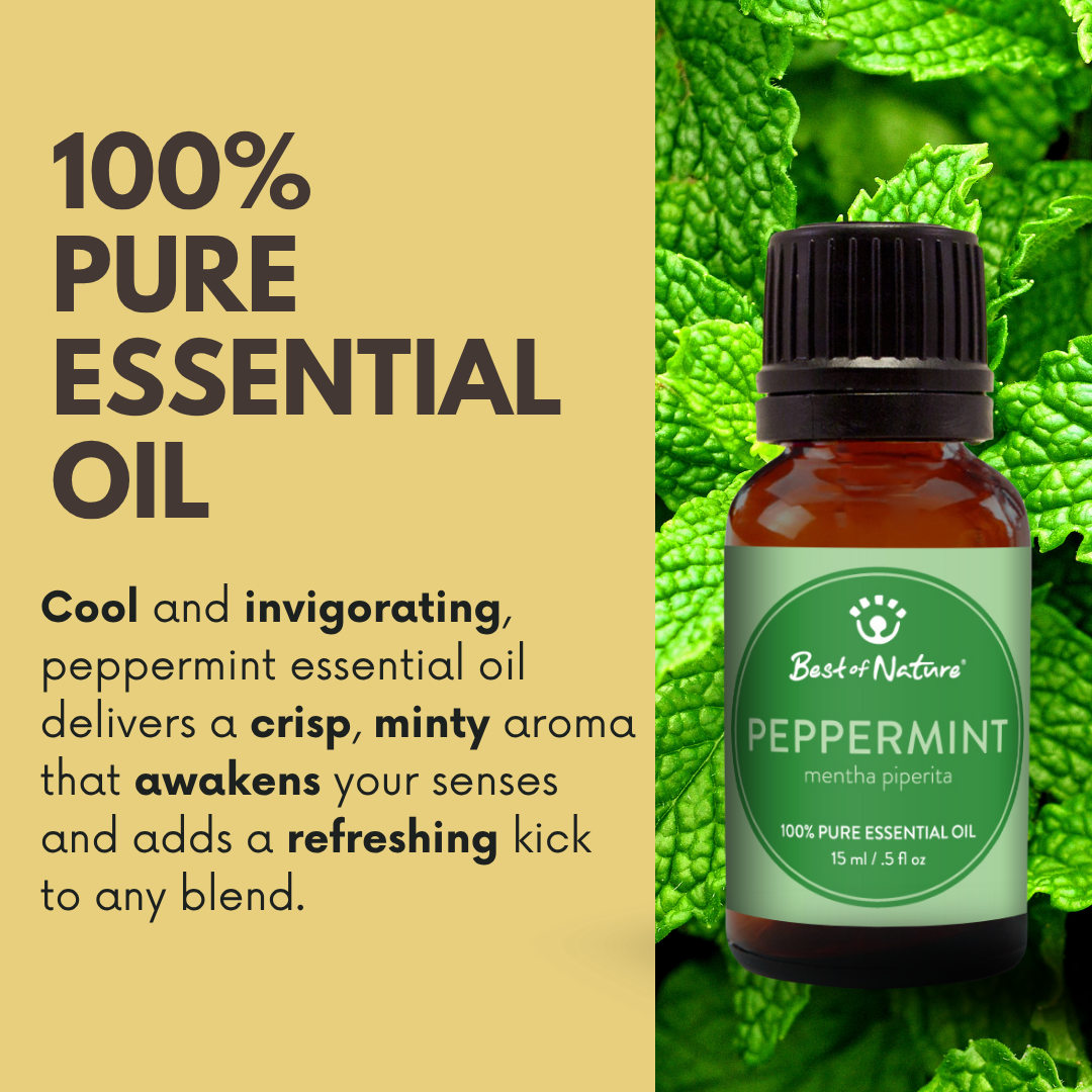 Cool and invigorating, peppermint essential oil delivers crisp, minty aroma that awakens your senses and adds a refreshing kick to any blend