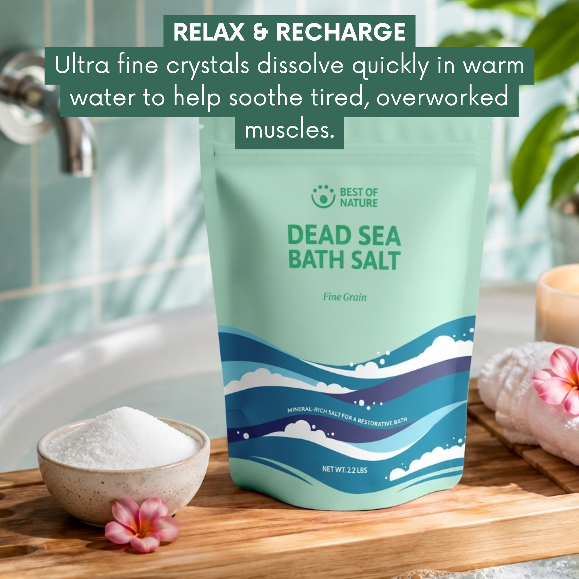 Dead Sea Mineral Bath Salt (Fine Grain)