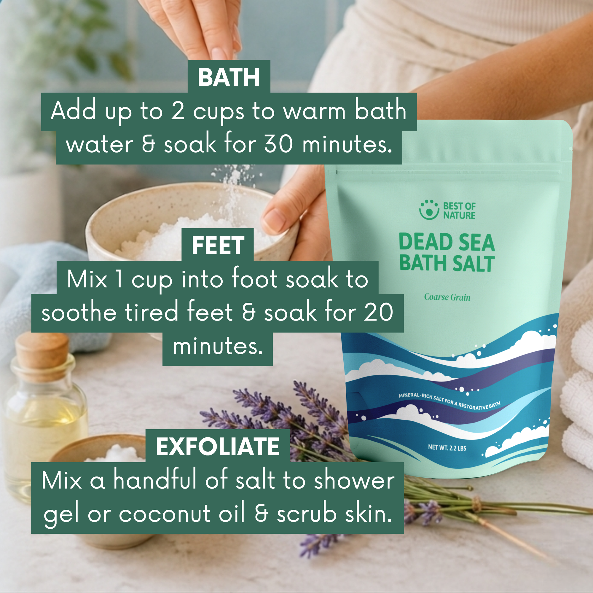 Dead Sea Mineral Bath Salt (Coarse Grain)