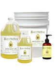 Avocado Massage and Body Oil 8 ounce pump bottle, half gallon jug, gallon jug, 5 gallon pail